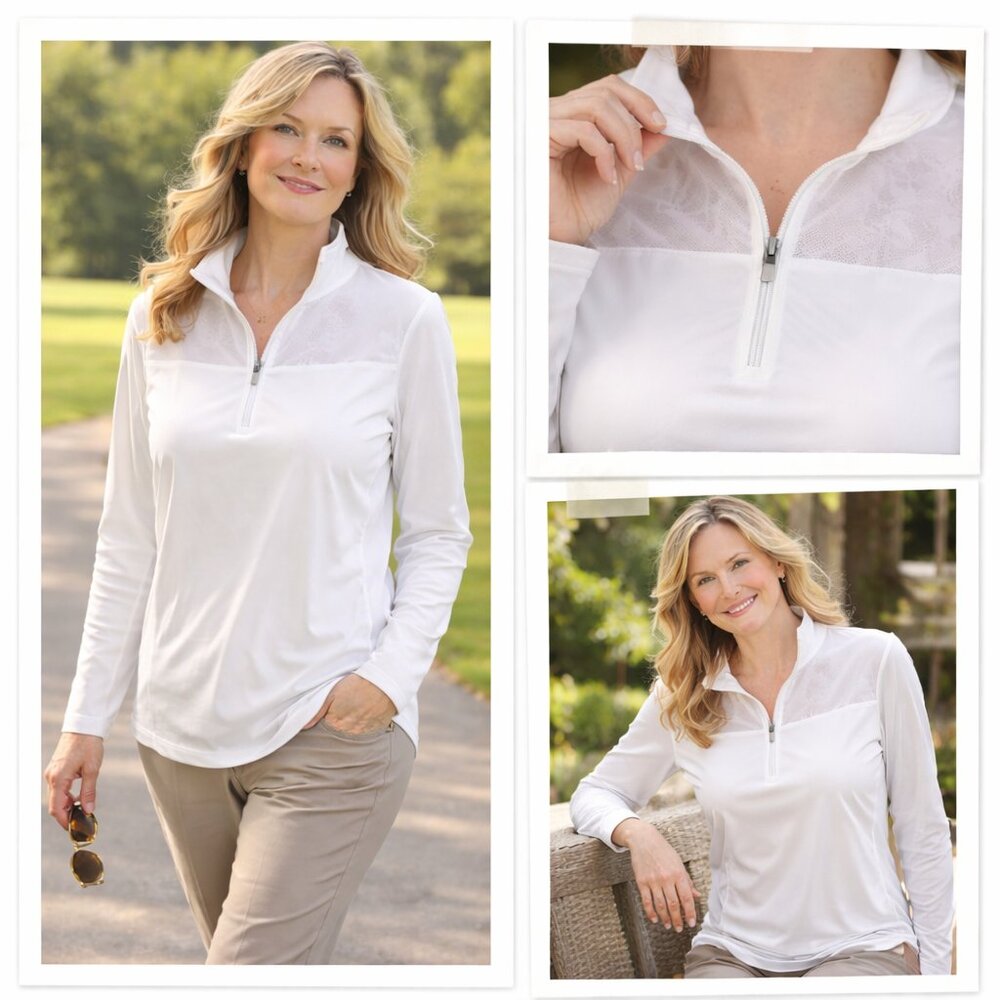 18Birdies Performance Quarter-Zip Top – Luxe Minimalist Active Layer (L)